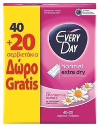 Every Day Extra Dry Normal με Εκχύλισμα Χαμομηλιού Σερβιετάκια 40τμχ & 20τμχ από το Pharm24