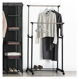 Excellent Houseware Τροχήλατη Κρεμάστρα Δαπέδου από Μέταλλο Μαύρη 97.5x170cm