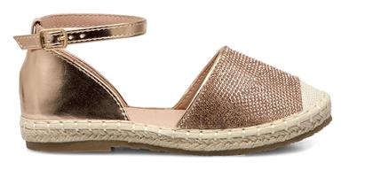 Exe Kids Εσπαντριγιες Κοριτσι-casual-extra Light-anatomikεσ-extra Soft/comfort-memory Foam Ροζ Χρυσος Στρας Συνθετικο Λειο Δερμα
