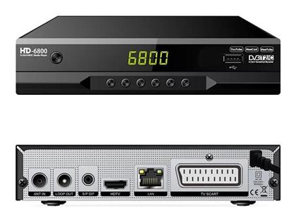 Factory HD6800 Ψηφιακός Δέκτης Mpeg-4 HD (720p) με Λειτουργία PVR (Εγγραφή σε USB) Σύνδεσεις SCART / HDMI