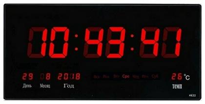 Factory Με Φωτισμό LED Ρολόι Τοίχου Ψηφιακό Πλαστικό Μαύρο 24x15cm