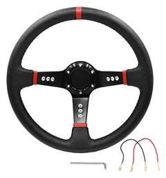 Factory Τιμόνι Αυτοκινήτου Αλουμινίου Τριάκτινο με Διάμετρο 35cm Μαύρο/Μαύρο