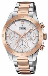 Festina Ρολόι Χρονογράφος με Ροζ Χρυσό Μεταλλικό Μπρασελέ από το Eleftheriou Online