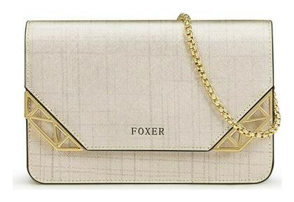 Foxer Δερμάτινη Γυναικεία Flap Bag Χιαστί Χρυσή