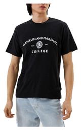 Franklin & Marshall Ανδρικό T-shirt Μαύρο με Στάμπα