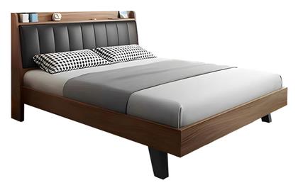 Frankly Κρεβάτι Διπλό για Στρώμα 150x200cm Καρυδί-Μαύρο