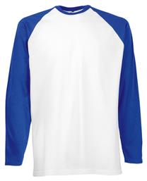 Fruit of the Loom Valueweight LS Baseball T Ανδρική Διαφημιστική Μπλούζα White/Royal Blue