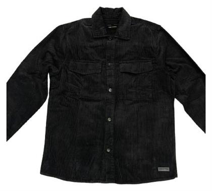 Funky Buddha Ανδρικό Πουκάμισο Overshirt Μακρυμάνικo Κοτλέ Anthracite