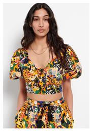 Funky Buddha Γυναικείο Crop Top Κοντομάνικο Καλοκαιρινό Floral Πολύχρωμο