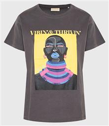 Funky Buddha Γυναικείο T-shirt Γκρι