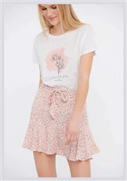 Funky Buddha Ψηλόμεση Mini Φούστα Floral Soft Pink