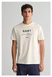 Gant Ανδρικό T-shirt Κοντομάνικο Κρέμ