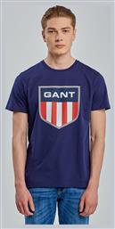 Gant Ανδρικό T-shirt Navy Μπλε με Λογότυπο