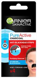 Garnier SkinActive Pure Charcoal Μαύρη Μάσκα Προσώπου για Καθαρισμό 4τμχ