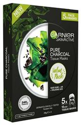 Garnier SkinActive Pure Charcoal Μαύρη Μάσκα Προσώπου για Καθαρισμό 5τμχ 140gr από το Pharm24