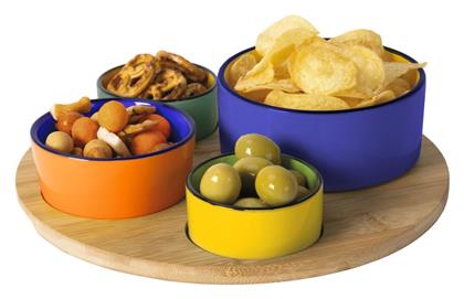 General Trade Ορντεβιέρα 4 Θέσεων με Βάση από Πορσελάνη Μαύρη Ø24.5cm 4τμχ