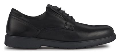 Geox Black Spherica Δερμάτινα Ανδρικά Casual Παπούτσια Μαύρα