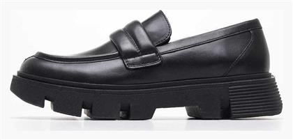 Geox D.vilde Δερμάτινα Γυναικεία Loafers σε Μαύρο Χρώμα