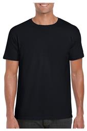 Gildan Softstyle 64000 Ανδρικό Διαφημιστικό T-shirt Κοντομάνικο σε Μαύρο Χρώμα