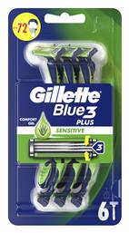 Gillette Blue 3 Plus Sensitive Ξυραφάκια Σώματος μιας Χρήσης με 3 Λεπίδες & Λιπαντική Ταινία για Ευαίσθητες Επιδερμίδες 6τμχ από το e-Fresh