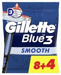 Gillette Blue 3 Smooth Ξυραφάκια μιας Χρήσης με 3 Λεπίδες & Λιπαντική Ταινία για Ευαίσθητες Επιδερμίδες 12τμχ