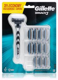 Gillette Mach3 Ξυραφάκι με Ανταλλακτική Κεφαλή 3 Λεπίδων & Λιπαντική Ταινία για Ευαίσθητες Επιδερμίδες