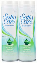 Gillette Satin Care Sensitive Skin Gel Ξυρίσματος με Αλόη για Ευαίσθητες Επιδερμίδες 2 x 200ml