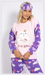 Γυναικεία Πιτζάμα Tres Chic ''Love You'' Fleece-Φροτέ Μωβ
