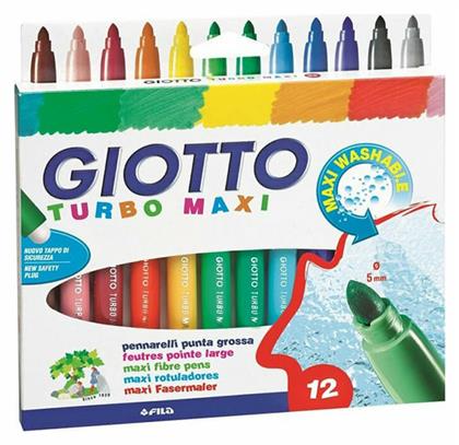 Giotto Turbo Maxi Πλενόμενοι Μαρκαδόροι Ζωγραφικής Χονδροί σε 12 Χρώματα