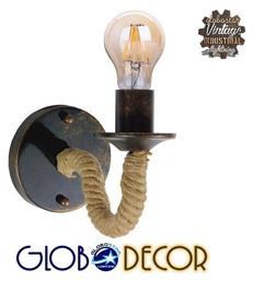 GloboStar Daker Vintage Φωτιστικό Τοίχου με Ντουί E27 σε Μαύρο Χρώμα Πλάτους 12cm