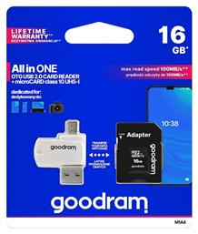 GoodRAM Μ1Α4 microSDHC 16GB Class 10 U1 UHS-I με USB Reader