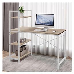 Γραφείο Bencour με Βιβλιοθήκη 90x40x73εκ. Oak-λευκό Μέταλλο