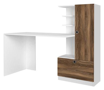 Γραφείο Merino με Βιβλιοθήκη 149.5x61.8x120εκ. Λευκό / Καρυδί