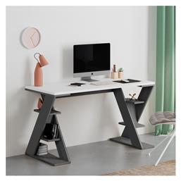 Γραφείο Papillon με Βιβλιοθήκη 137x60x75εκ. Ανθρακί - Λευκό