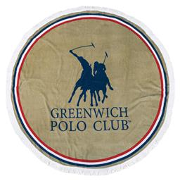 Greenwich Polo Club 2825 Πετσέτα Θαλάσσης Στρογγυλή με Κρόσσια Μπεζ Διαμέτρου 160εκ.