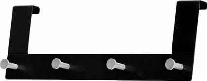 Grekon Κρεμάστρα Πόρτας Ανοξείδωτη 4 Θέσεων Μαύρη 40x3.5x13εκ.