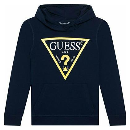 Guess Fleece Παιδικό Φούτερ με Κουκούλα και Τσέπες Navy Μπλε