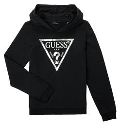 Guess Fleece Παιδικό Φούτερ με Κουκούλα Μαύρο