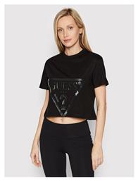 Guess Γυναικείο Crop Top Κοντομάνικο Καλοκαιρινό Μαύρο