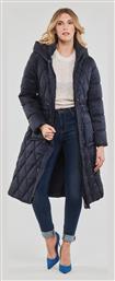 Guess Lucille Μακρύ Γυναικείο Puffer Μπουφάν για Χειμώνα Navy Μπλε