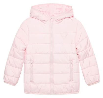 Guess Παιδικό Καπιτονέ Μπουφάν με Κουκούλα Ballet Pink