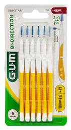 GUM Bi-Direction Μεσοδόντια Βουρτσάκια με Λαβή 1.4mm Πορτοκαλί 6τμχ