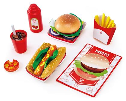 Hape Fast Food από Ξύλο για 3+ Ετών 10,0 εκ. 8τμχ