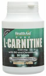 Health Aid Pure L-Carnitine 550mg 30 ταμπλέτες