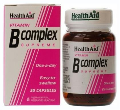 Health Aid Vitamin B Complex Supreme 30 caps Βιταμίνη για Ενέργεια, τα Μαλλιά & τo Δέρμα 30 κάψουλες