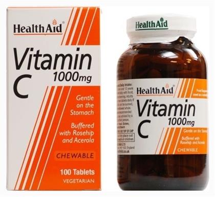 Health Aid Vitamin C Rosehip & Acerola 1000mg 100tabs Βιταμίνη 500mg 100 μασώμενες ταμπλέτες 1τμχ 1τμχ