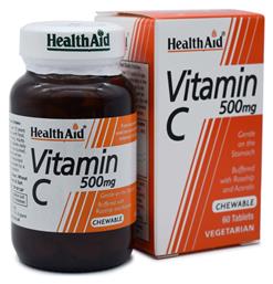 Health Aid Vitamin C Βιταμίνη 500mg Πορτοκάλι 60 x 1 μασώμενες ταμπλέτες 60τμχ από το CareLife