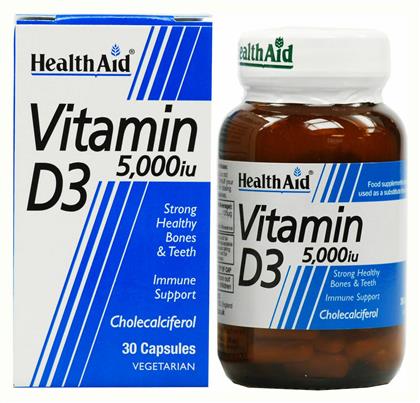 Health Aid Vitamin D3 Βιταμίνη για Ανοσοποιητικό 5000iu 30 φυτικές κάψουλες