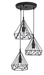 Heronia Dm-02 Pendel 3/l Black Κρεμαστό Φωτιστικό Μαύρο 42x87εκ.