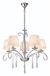 Home Lighting Flaren Πολυέλαιος 5xE14 Ø61cm με Κρύσταλλα Ασημί 77-8196